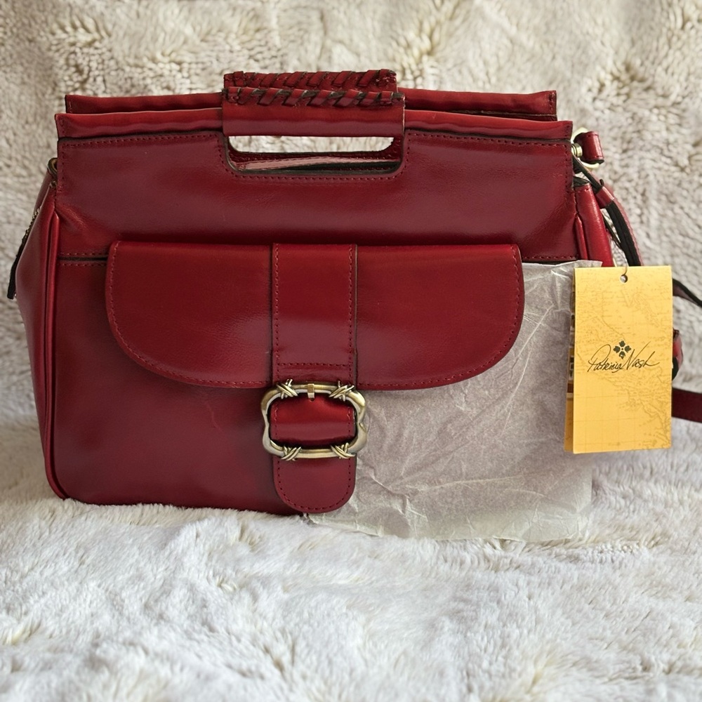 Patricia Nash Silvella Satchel/Crossbody Red Leather Handbag
